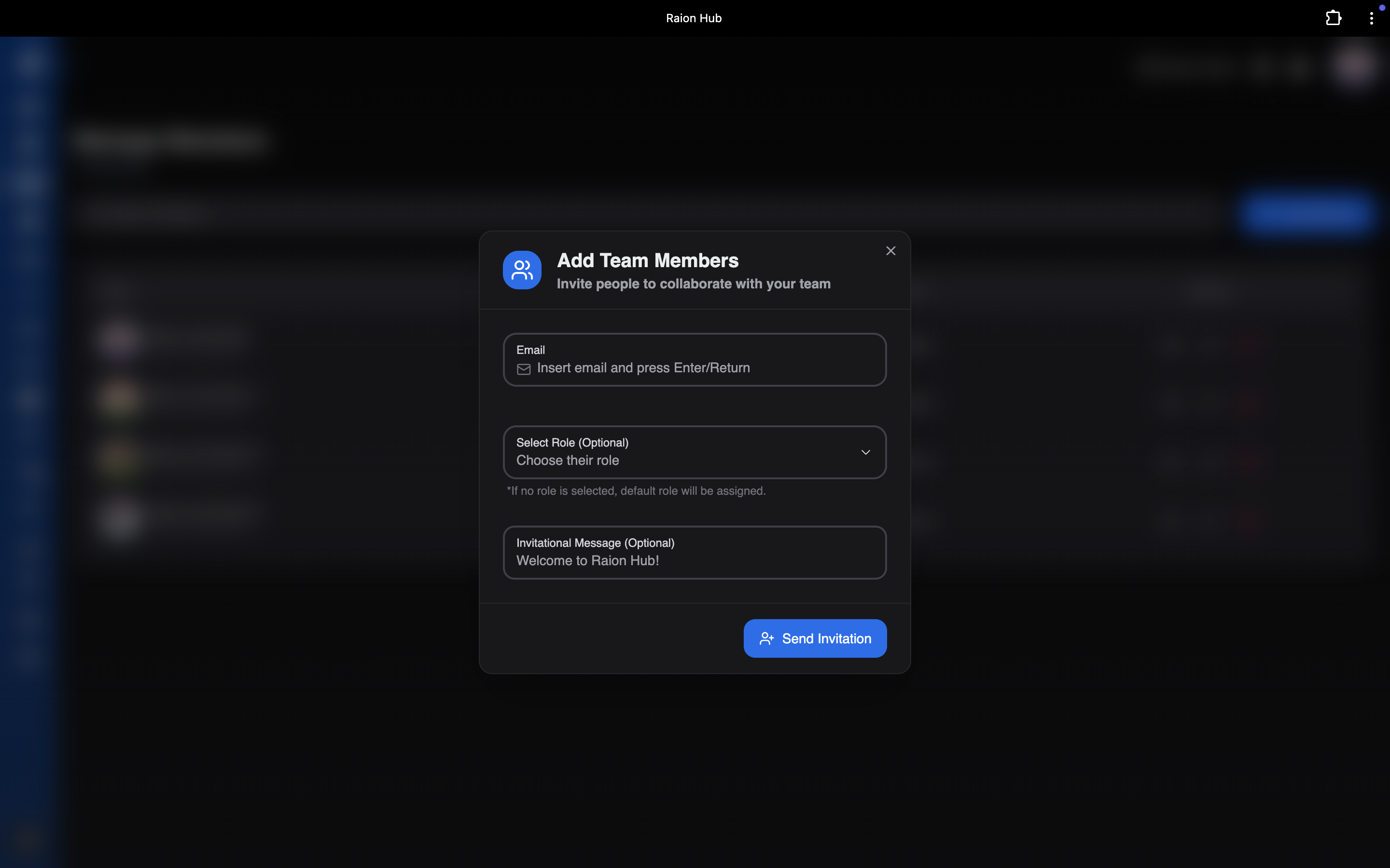 Invite Member Interface
