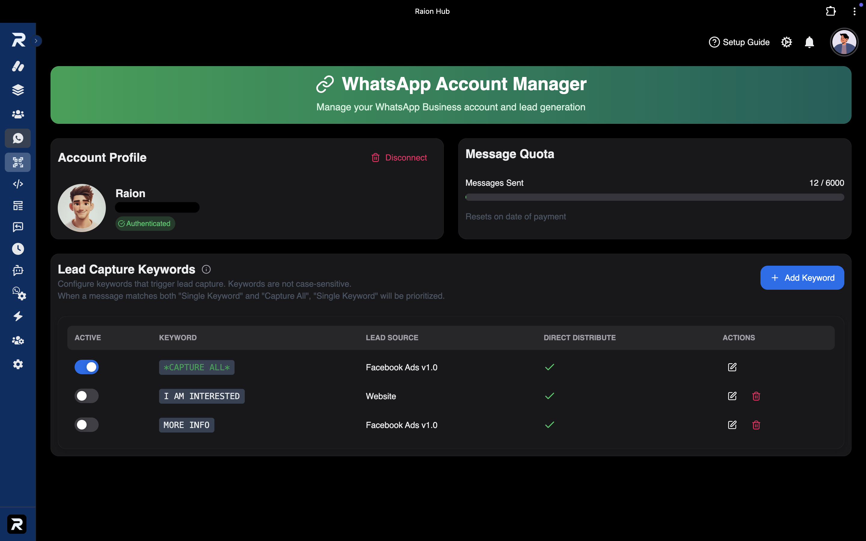 WhatsApp Account Connected