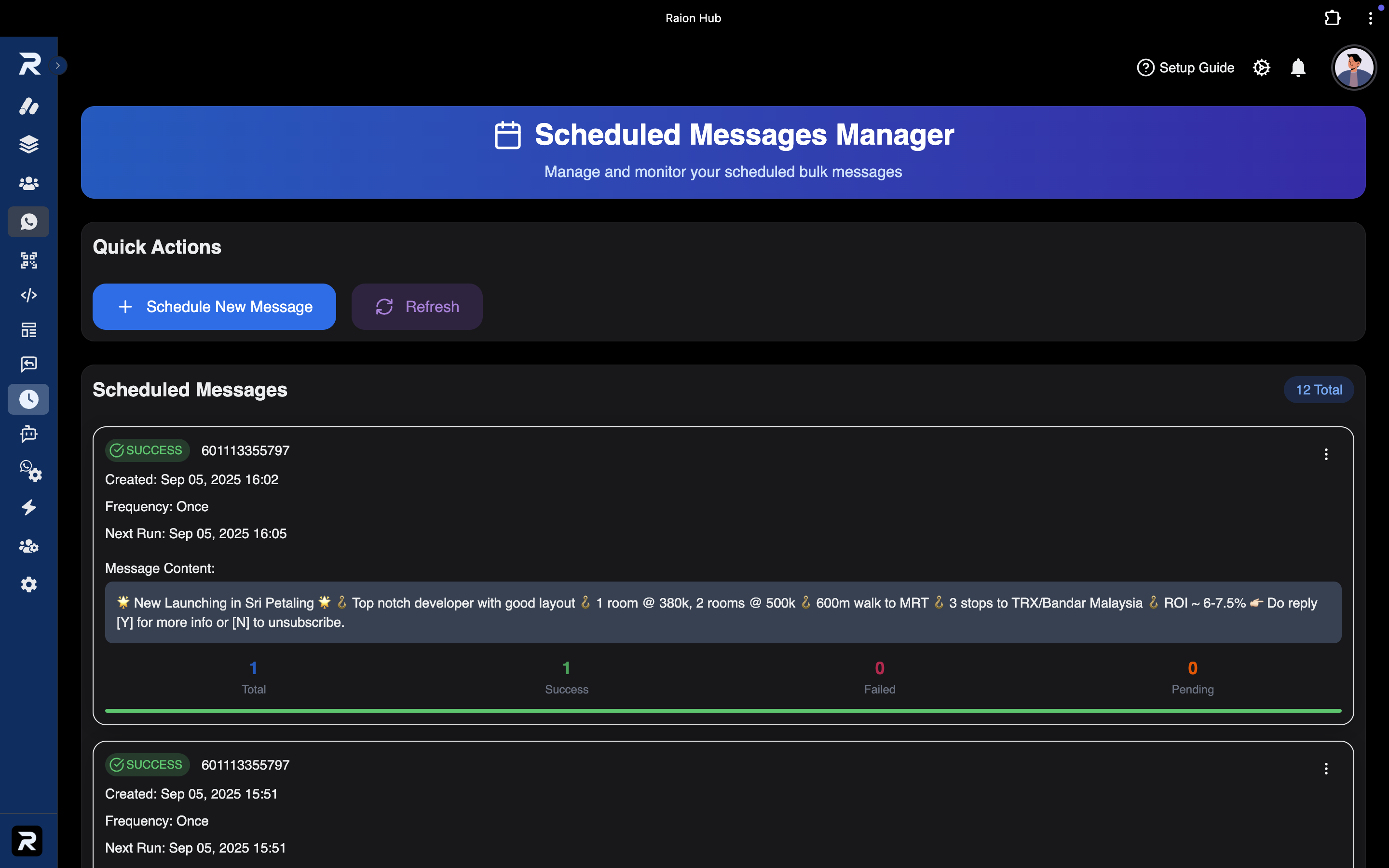 Scheduled Messages Manager