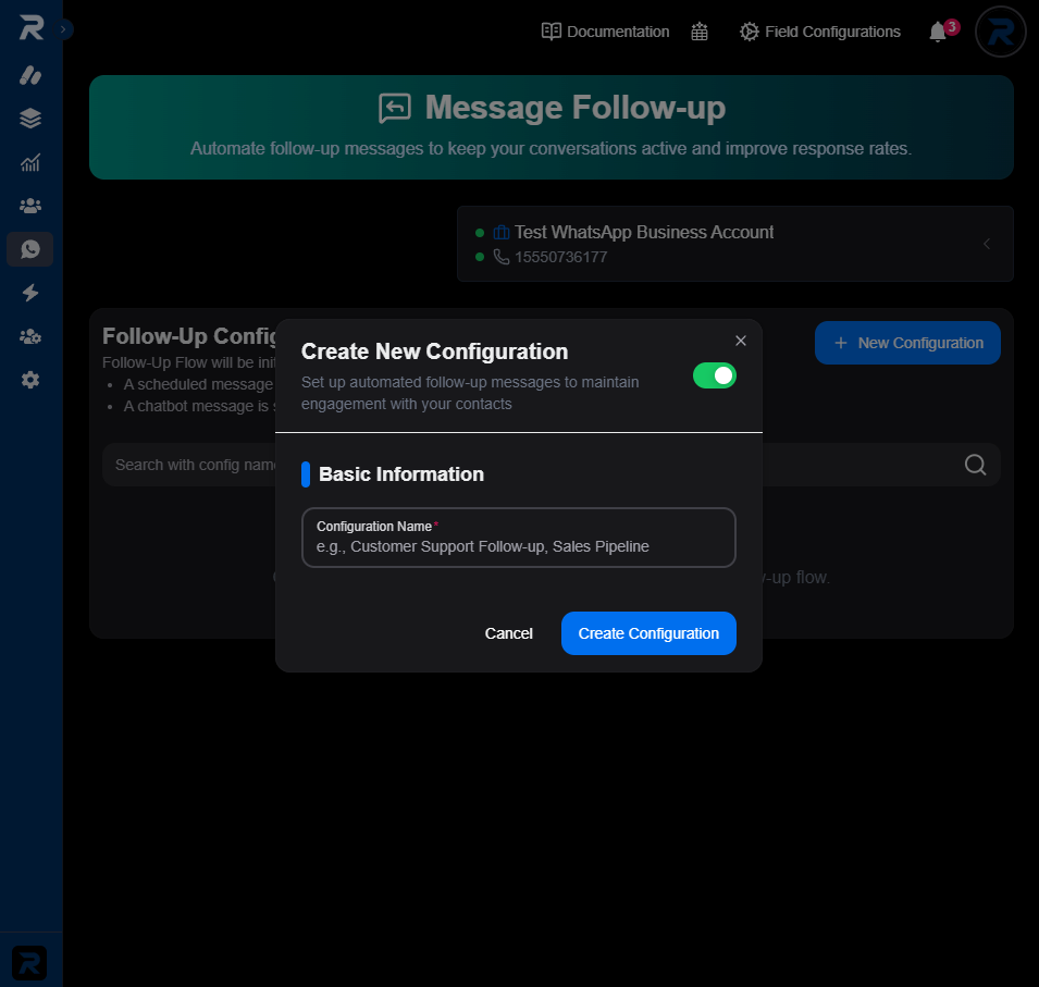 Create New Configuration dialog